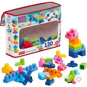 MEGA BLOKS First Builders Big Bag of Blocks Toy Blocks with Storage Bag 130pc